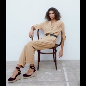 Top Shop Earthy / Burnt Sienna / Clay / Brown Button Up Utility Jumpsuit